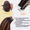 Yaki Straight Tape in Extensions 24Inch Highlight Yaki Tape in Hair Extensions Human Hair Color 1B/4/1B Off Black Fading to Medium Brown Glue in Human Hair Extension Invisible Hair Extensions Tape in
