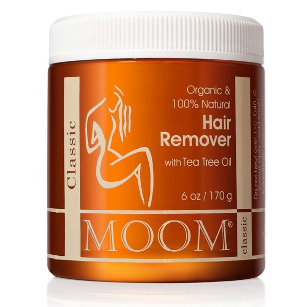 MOOM Organic Sugar Wax with Tea Tree Oil, 6 oz Jar, Hair Removal for Bikini, Brazilian, Face & Legs - Soft Wax for Sensitive Skin, Wax Beads Alternative For Women & Men (Strips & Sticks NOT Included)