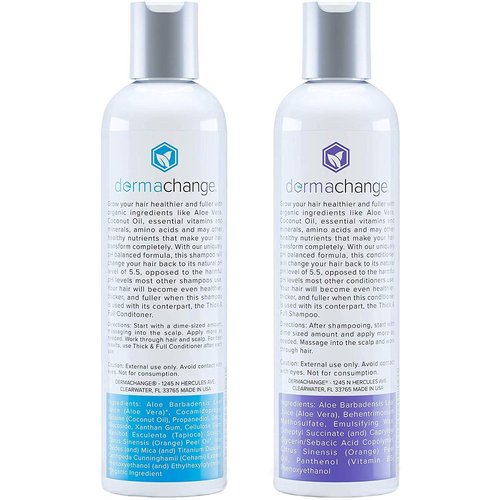 Natural Hair Growth Shampoo and Conditioner Set - Sulfate Free, Vegan, Thicker Hair Regrowth with Vitamins - Hair Loss & Thinning Products - Curly or Color Treated Hair - For Men and Women (8oz)