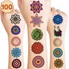 Generic 100PCS Mandala Temporary Tattoos - Indian Decorations Themed Stickers for Boys and Girls Birthday Party Supplies, Decorations, Favors, and Prizes - Cute Gifts, Gold