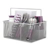 Mindspace Utensil Holder, Kitchen Condiment Organizer and Flatware Utensil Caddy | The Mesh Collection, Silver