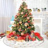 DegGod Plush Christmas Tree Skirts, 36 inches Luxury Snowy White Faux Fur Xmas Tree Base Cover Mat with Gold Snowflakes for Xmas New Year Home Party Decorations (36 inches, Gold)