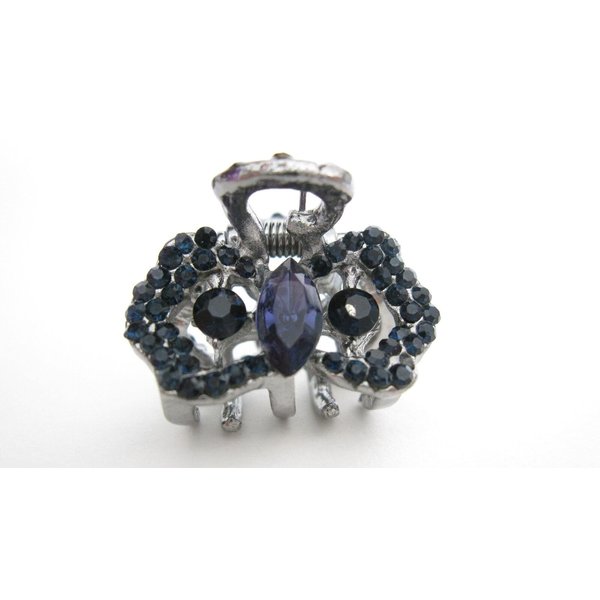 Small mini dark silver blue crystal hair claw clip bridal clip