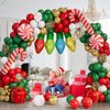 Grcypa 145Pcs Christmas Balloon Garland Arch Kit with Xmas Red White Green Gold Confetti Balloons Light Bulb Candy Cane Gift Box Foil Balloons for Christmas Party Decorations New Year Party Supplies