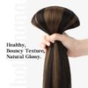 HOTBANANA Human Hair Clip in Hair Extensions, Balayage Dark Brown Mixed Chestnut Brown 120g Clip in Hair Extensions Real Human Hair Straight Remy Hair Clip Ins Dark Roots Ombre 14 Inch 7pcs