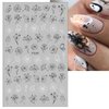 8 Sheet Black Flowers Nail Art Stickers 3D Self- Adhesive Black White Retro Leaf Butterflies Pattern Nail Art Design Classic Fashion Simple Nail Supplies for Women Girls Nails Art DIY Decoration