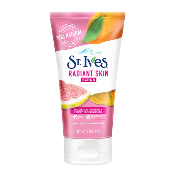 St. Ives Radiant Skin Face Scrub, Pink Lemon and Mandarin Orange, 6 oz