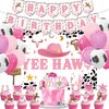 Western Party Decorations Western Cowgirl Birthday Party Decorations Includes Birthday Banner, Cake Topper, Cupcake Toppers,Balloons, Background for Girl Birthday