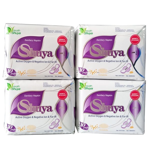 SHUYA Ultral Thin Feminine Care Pads for Women Regular Length with Wings, Patented Active Oxygen and Anion Sanitary Pads, High Absorbency, Size 245mm,Scented 40Count (Pack of 4)