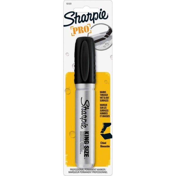 Sharpie Permanent Marker Chisel Tip Black Durable Aluminum Barrel Carded