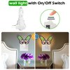 KY&BOSAM Butterfly Night Light Plug into Wall, Real Flower and Glass with Metal Trim Nightlights for Hallway, Nursery Bedroom Bathroom Kids Room, Kitchen, Stairway, Accent Elegant Home Decoration