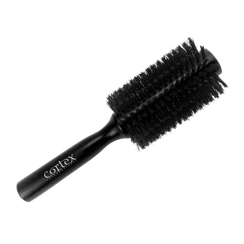 Cortex Professional Boar Bristle - Natural Bristle Round Brush, for Men & Women, for Drying All Hair Types, Fine and Coarse, Natural Brush for Styling Long and Short Hair, Wooden Handle (Black 2.75'')