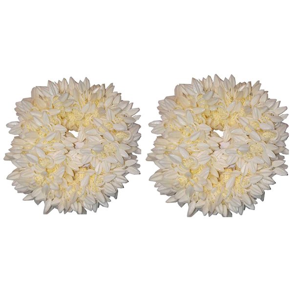 Generic HPS Solutions Mogra White Gajra Hair Accessories Gajra Rubber Band for Women (White) (Set of 2)