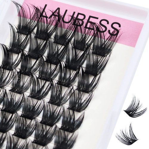 Cluster Lashes Individual Lashes D Curl Lash Clusters Volume Eyelash Clusters DIY Lash Extension Kit Fluffy Cluster Eyelash Extensions (02-0.07D, 12mm)