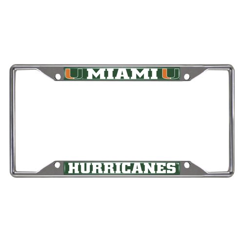 FANMATS 14913 Miami Hurricanes Chrome Metal License Plate Frame, Team Colors, 6.25in x 12.25in