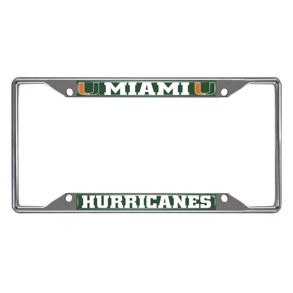 FANMATS 14913 Miami Hurricanes Chrome Metal License Plate Frame, Team Colors, 6.25in x 12.25in