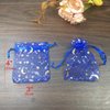 COTOSEY 100PCS Stars and Moon Organza Drawstring Pouches Jewelry Party Wedding Favor Gift Bags (3X4 Navy Blue)