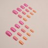 MISUD Square Press on Nails Medium Fake Nails Glossy Glue on Nails Bright Pink Orange Ombre Chrome Acrylic Nails Pearl Flash Artificial Nails Squoval Aurora False Nails with Design 24 pcs
