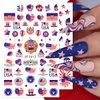 8 Sheets 4th of July Nail Stickers Independence Day Nail Art Stickers 3D Self-Adhesive USA Nail Decals American Flag Design Nail Art Supplies for Women DIY Acrylic Fourth of July Nail Decorations