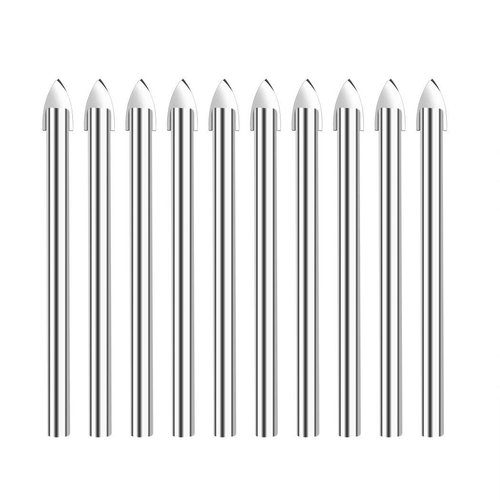 10Pcs Glass Drill Bits For Glass Ceramic Marble Tile Concrete 6MM 1/4" Round Shank Drilling Carbide Wall Tile Ceramic Glass Drill Bit Set