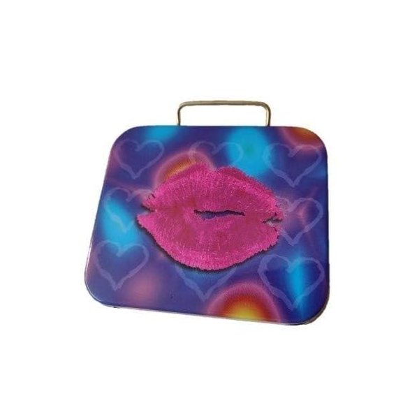 Candy Kisses 3pc Natural Lip Balms in Novelty Tin (Blue Suitcase)