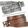 BS220 Western Floral Engraved Embossed Tooled Genuine Leather Belt Strap w/Snaps 1 1/2" Wide (Brown, 34)
