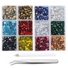 1800Pcs Hot Fix Glass Flatback Rhinestones HotFix Round Crystal Gems 5MM (12 Mixed Colors, 5mm SS20)