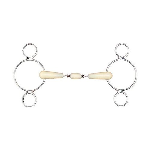 HAPPY MOUTH 2-Ring Double Jointed Roller Gag Bit - Apple Scented Durable Stainless Steel Rings Soft Polymer Middle Horse Riding Continental Dutch Gag Bit, 5