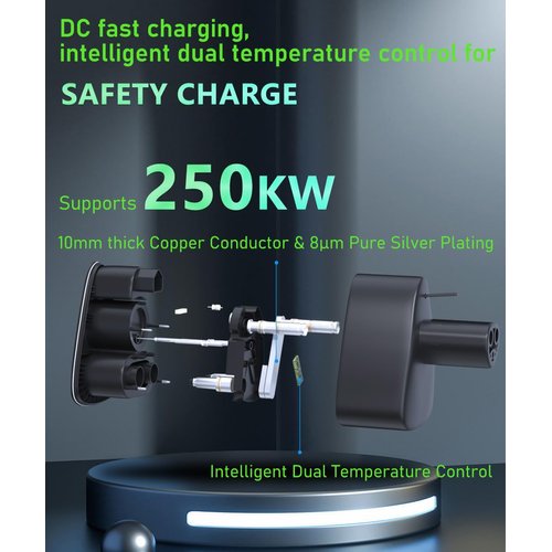 EngineGear CCS to Tesla Charger Adapter 250KW 500Amp 500V Model 3 Y S X Accessories CCS1 DC Charging Plug Compatible CCS Combo 1 Level 3 Supercharger Station