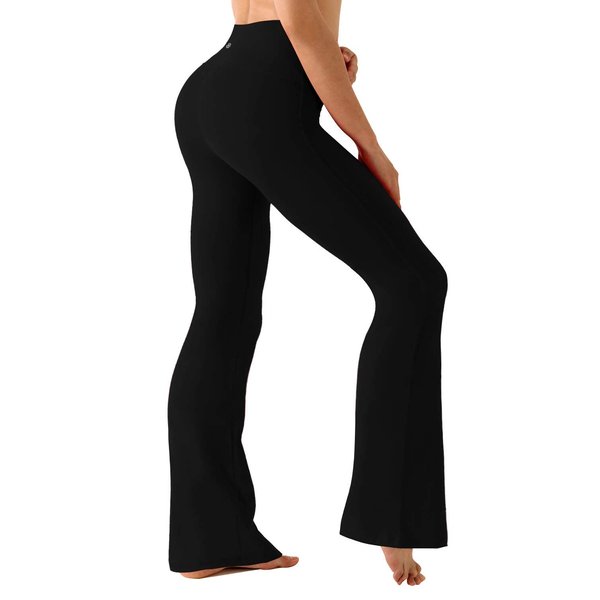 BUBBLELIME 29"/31"/33"/35"/37" 4 Styles Women's High Waist Bootcut Yoga Pants - Basic Nylon_Black XL-31 Inseam