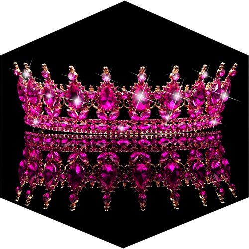 TOBATOBA Hot Pink Tiaras and Crowns for Women, Crystal Wedding Tiara for Bride Queen Crown, Royal Princess Quinceanera Headpieces for Birthday Prom Pageant Halloween Cosplay