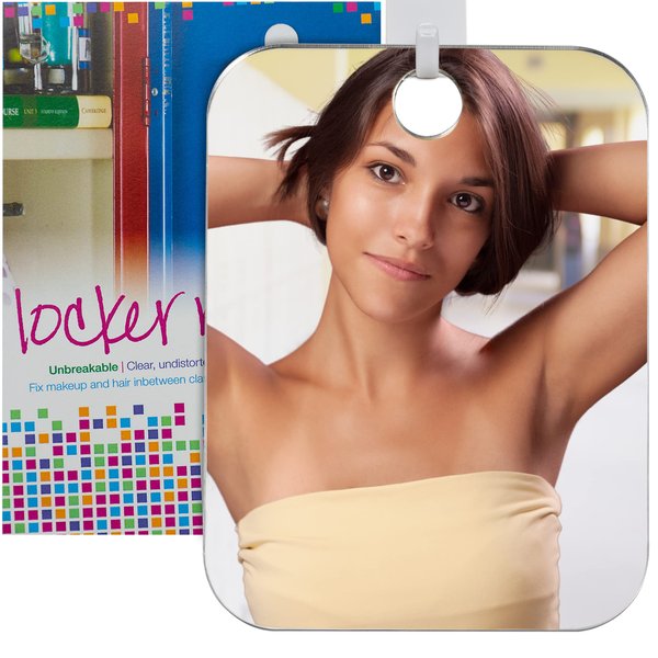 The Shave Well Company Locker Mirror for Office, Gym, or School | Full-Face Travel-Friendly Mirror with Convenient Handheld Option | Hanging Locker Mirror includes Removable Adhesive Hook
