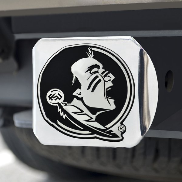 FANMATS 15085 Florida State Seminoles Chrome Metal Hitch Cover with Chrome Metal 3D Emblem