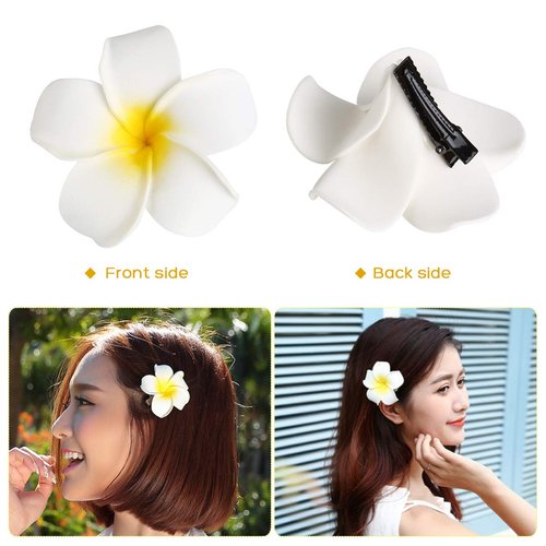 Women's Hawaiian Plumeria Flower Hair Clip Wedding Bridal Hairpin Barrette Hair Accessories - 10 Pieces