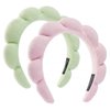 Ztomine Spa Headbands for Washing Face or Facial, Set of 2 Skincare Headbands, Terry Cloth Headband Face Wash Headband Combo Pack - Puffy Makeup Headbands for Face Washing, Mask(Pink + light green)