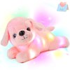 Glow Guards 15'' Pink Light up Puppy Dog Stuffed Animal Soft Plush Toy Pillow with LED Night Lights Pink Glow Bedtime Pal Birthday Children's Day Gifts for Toddler Kids