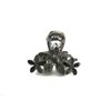 Small mini silver metal gray blue three flower crystal hair claw bridal clip