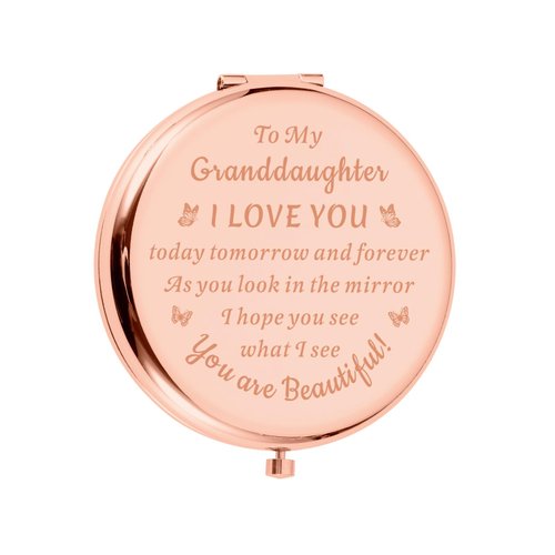 FRluceat Granddaughter Gifts from Grandma Grandpa Mirror for Girl Granddaughter Gifts Ideas Inspirational Birthday Gifts for Women Graduation Gift for Granddaughter Compact Keepsake for 18th