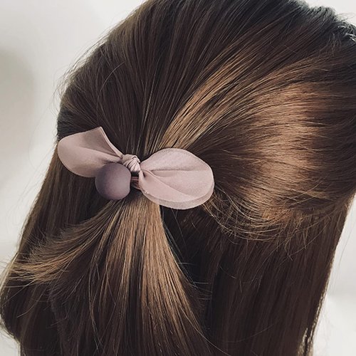 UaiUya 6pcs Bow Hair Tie Elastic Bracelets Korean Hair Ties Bands Ponytail Holder for Women and Girls Accessories,Pink+Grey+Black