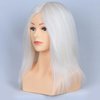 NEWSHAIR 12" White Color Mannequin Head 100% Real Hair Hairdresser Training Head with Shoulder Manikin Cosmetology Doll Head Hair Styling Competition Supplier (12 inch, White#)