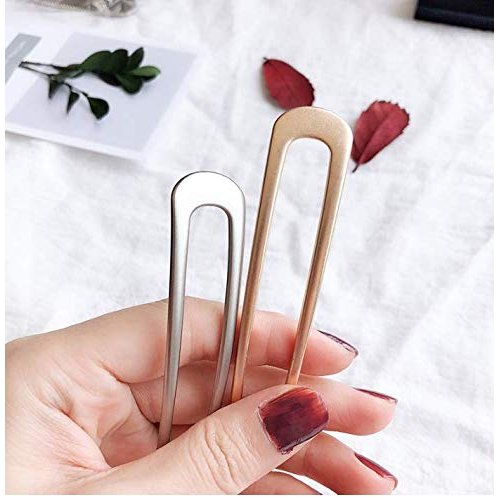 Aeyistry 2 Pieces Metal U Shaped Hair Pin Fork Sticks,Hair Comb Updo Chignon Pin for Women Girls Hairstyle Accessories,Gold and Sliver