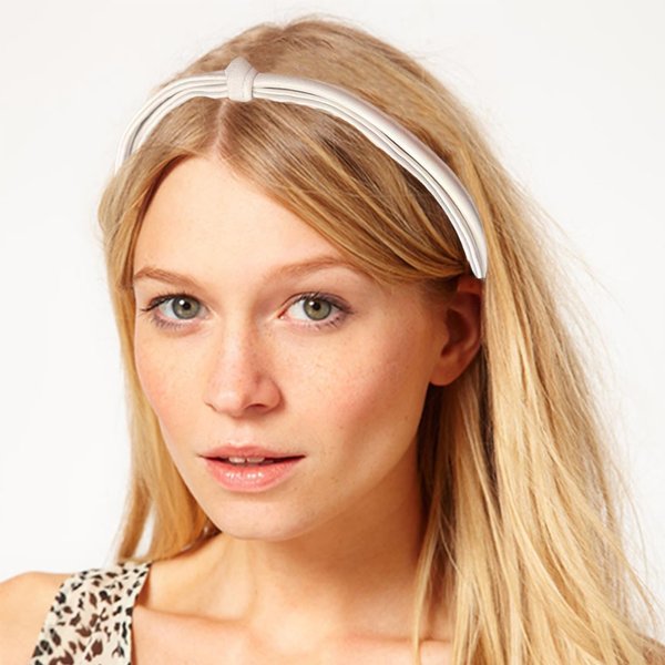 mdgfge 5 Pcs Thin Leather Headbands Cute Fashion Knotted Head Bands Non Slip Knot Black Brown White Headbands for Women Girls Hair Skinny Headbands Hair Accessories