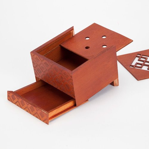 Bits and Pieces - The Emperor's Secret Puzzle Box - Wooden Brainteaser - Secret Compartment Brain Game for Adults - Stash Your Valuables