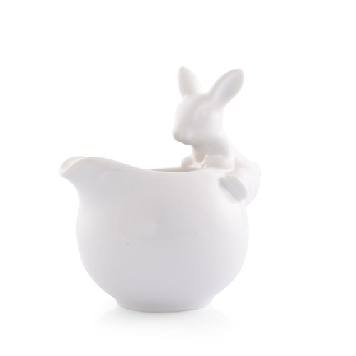Arthur Court Creamer, White Stoneware, Climbing Bunny Design, Durable and Easy to Clean - Perfect for Tea or Coffee Time, Adds Whimsy to Table Settings Easter Tea