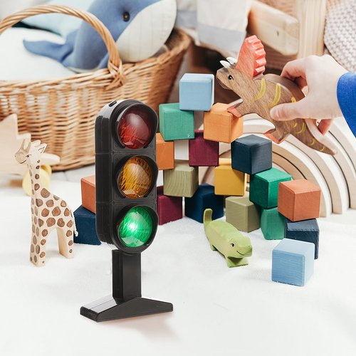 STOBOK Kids Traffic Light Signs Toy,Simulation Road Light Safety Traffic Maker Crosswalk Signal Model LED Traffic Stop Sign Light Lamp Toy Playset 2pcs