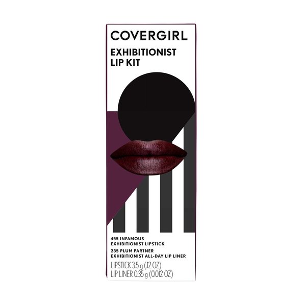 COVERGIRL Exhibitionist Lip Kit (lip Stick & All-day Lip Liner), Lipstick:infamous/liner: Plum Partner, 2 Count