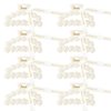 DEEKA Bridesmaid Proposal Gifts 8 Pack Pearl Bridesmaid Hair Claw Clips with Ribbon 3 Inch Hair Clips Bachelorette Party Favors Bridal Party Present Hair Accessories (Half Circle)
