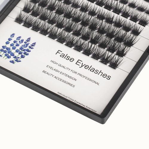 Hannahool Wide Stem Individual False Eyelashes Mixed 8-10-12-14mm/10-12-14-16mm Dramatic Black Soft and Light Thick Base Cluster Lashes D Curl 5D Volume Eye Lashes Extensions (8-10-12-14mm)