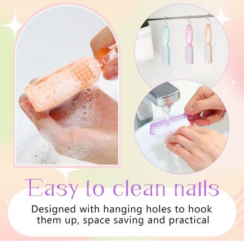 Patelai 30 Pcs Nail Scrubber Brushes Nail Brush for Cleaning Fingernails Handle Grip Manicure Brushes Pedicure Cleaning Brushes for Toes and Fingernail Cleaning, 5 Colors (Light Colors)