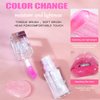 Color Changing Moisturizing Lip Glow Oil, Magic Plumping Lip Oil, Warm Change Color Changing Moisturizing Lip Gloss Long Lasting Nourishing Lip Glow Oil Non-sticky Primer Lip Tint (02 Shimmer Pink)